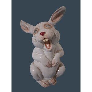 Italian Pottery Terracotta Laughing Rabbit Statue Sculpture Figurine